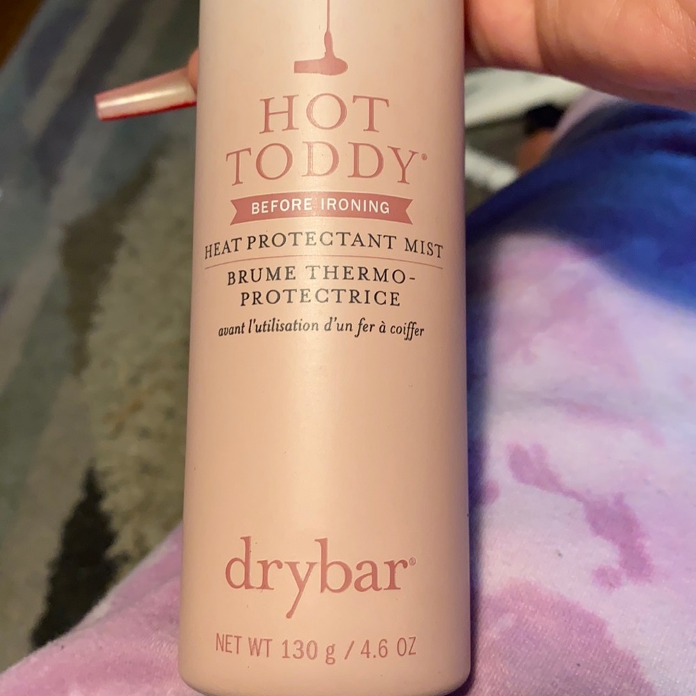 This is drybar’s 4.6 size, heat protectant mist used before using hot tools